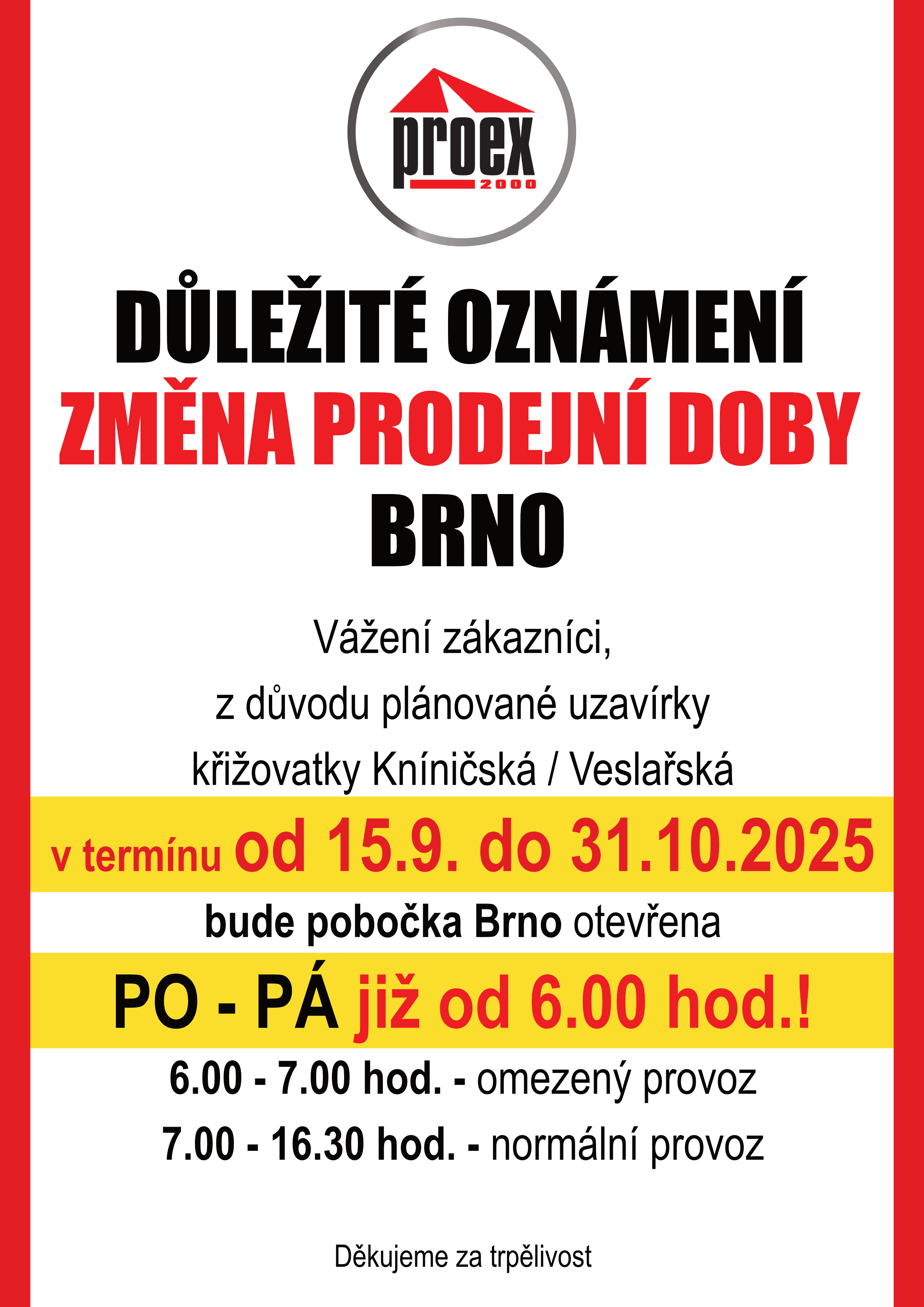 Brno: změna prodejní doby