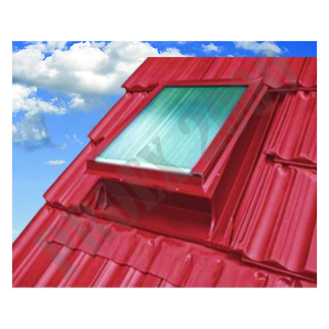 Vikýř hliníkový UNIVERZAL 600x600 mm + LEXAN ocelově červený KJG