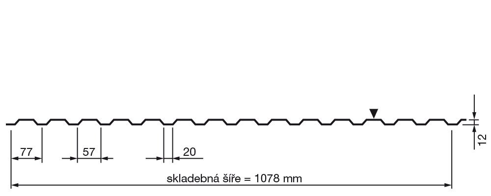 ROVA - trapéz T-12 polyes 0,75mm, r.š.1078mm RAL9002