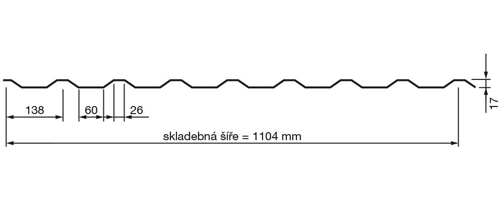 ROVA - trapéz T-18 pozink 0,75mm, r.š. 1104mm
