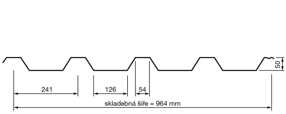 ROVA - trapéz T-50 polyes 0,5mm, r.š.964mm RAL7044