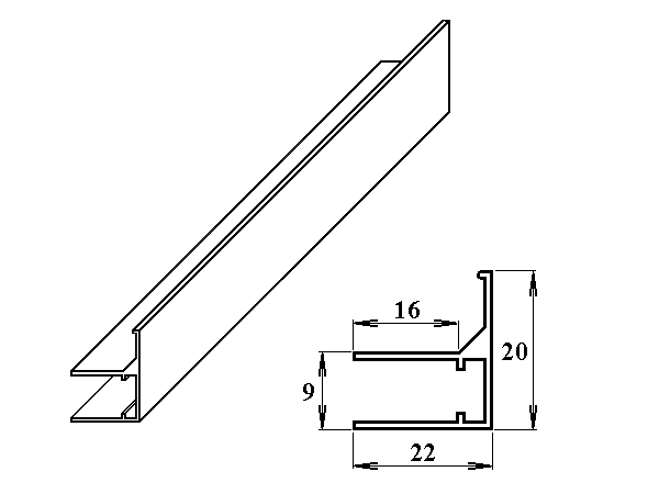 AL ukončovací/okrajový U/F-profil 6mm/2100mm