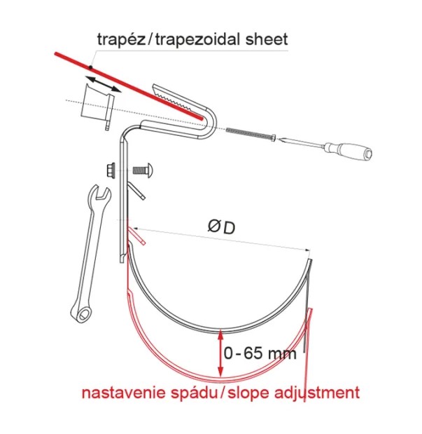 Střešní hák na trapéz