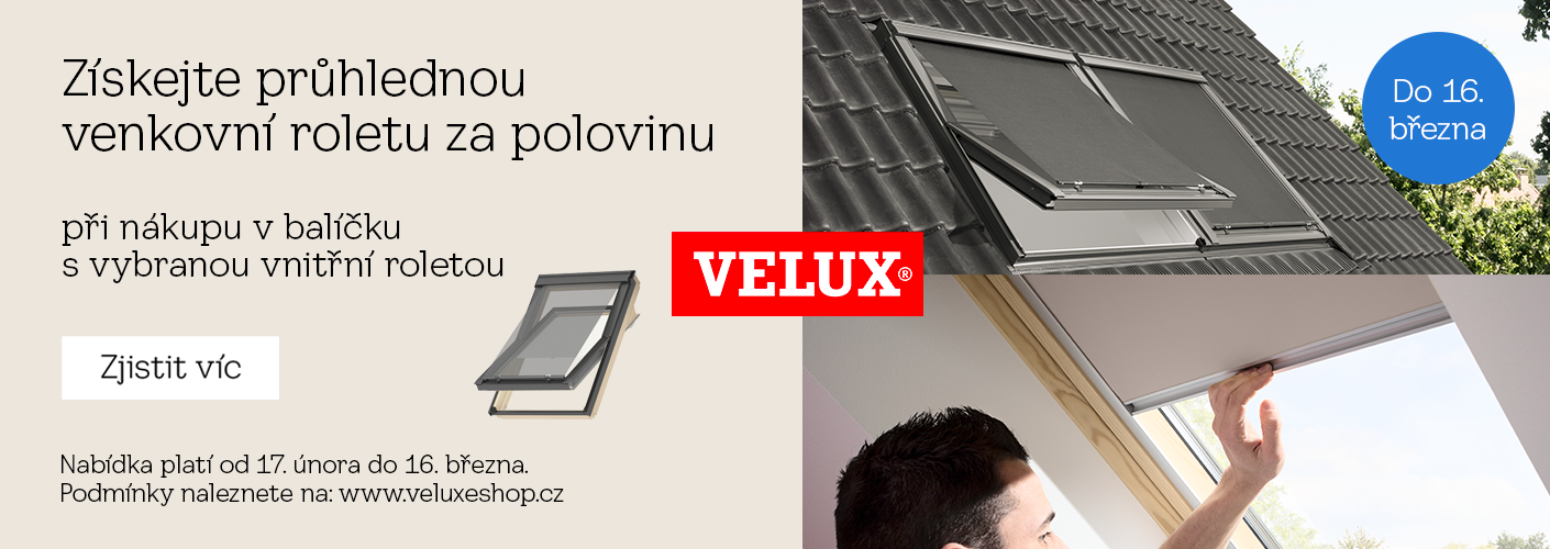 Získejte venkovní roletu VELUX za poloviční cenu